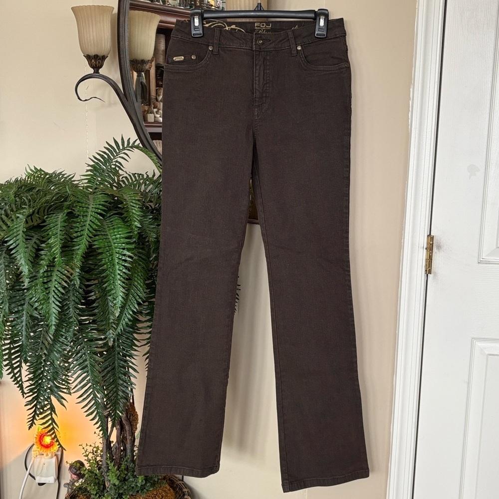 FDJ French Dressing Jeans Olivia Hourglass Mid-Rise Brown Denim Flare Jeans